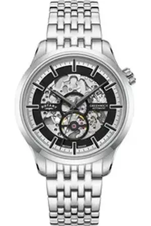 Rotary Automatikuhr GB02945/87 Greenwich Automatik Herrenuhr 42 silberfarben