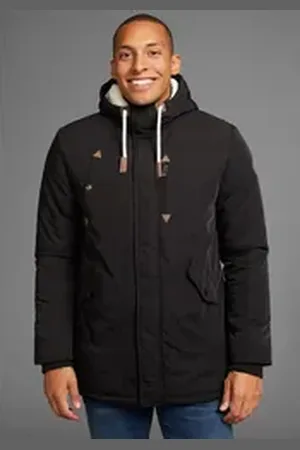 Bruno Banani Winterjacke modischer Stil, taillierte Passform, mit Kapuze, mit Kordelzügen schwarz L