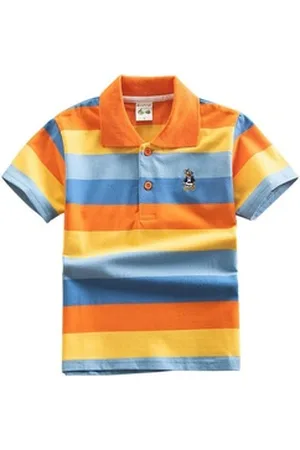 DEBAIJIA Poloshirt Jungen Poloshirt Kinder 1-12T Baumwolle Atmungsaktiv Sommer orange 130
