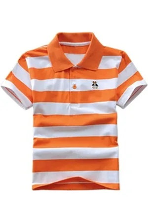 DEBAIJIA Poloshirt Jungen Poloshirt Kinder Oberteile 1-12T T Shirts Baumwolle Sommer orange 140