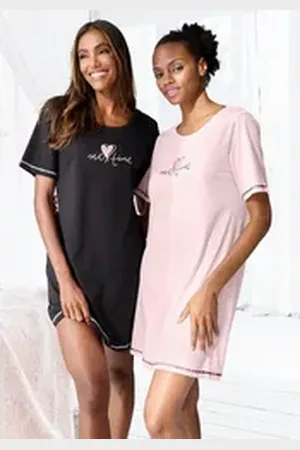 vivance collection Dreams Sleepshirt (Packung, 2 Stück) im Doppelpack mit Karomuster rosa|schwarz 40/42
