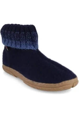 Haflinger Kinder Hüttenschuhe Yuki, mittelblau, jungen, winter Hausschuh wärmeisolierend blau 27 EU