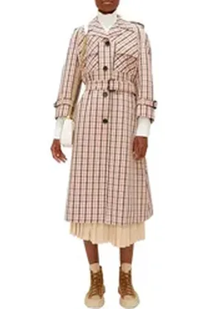 Prada Trenchcoat Checked Tattersall Parka Schurwolle L Aus feinster Schurwolle in Gabardine-Qualität rot