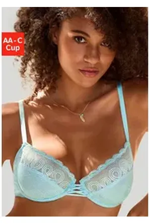 Lascana Bügel-BH mit dezent transparenter Spitze, Dessous blau 85