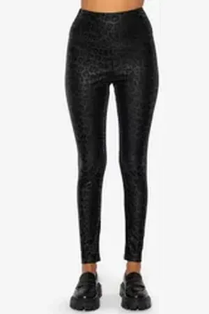 SASSYCLASSY Lederhose Highwaist Thermoleggings in Lederoptik gefütterte Kunstlederhose Damen schwarz XL