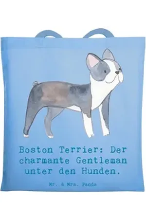 Mr. & Mrs. Panda Tragetasche Boston Terrier Gentleman - Sky Blue - Geschenk, Beuteltasche, tierisc (1-tlg) blau