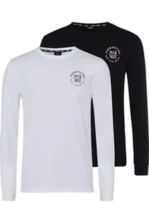 H.I.S H.I.S Langarmshirt (Packung, 2-tlg., 2er-Pack) Langarm, bedruckt, Rundhalsausschnitt, aus 100% Baumwolle schwarz L (52/54)