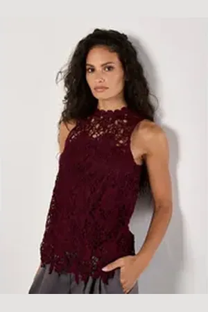 Apricot Spitzentop elegantes Top, in Unifarben rot XS (34)