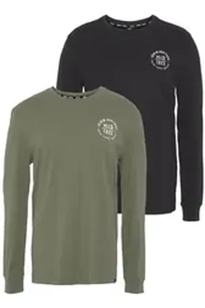 H.I.S H.I.S Langarmshirt (Packung, 2-tlg., 2er-Pack) Langarm, bedruckt, Rundhalsausschnitt, aus 100% Baumwolle schwarz S (44/46)