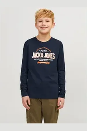 JACK & JONES Junior Langarmshirt JJELOGO TEE LS O-NECK 2 COL NOOS JNR blau 128