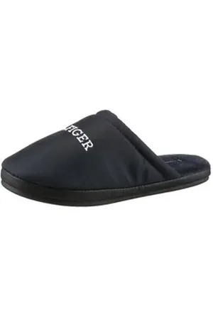 Tommy Hilfiger NYLON HILFIGER HOUSE SHOE Pantoffel, Casualmode, Hausschuh, Schlappen, Schlupfschuh mit Logoschriftzug blau 41-42 EU