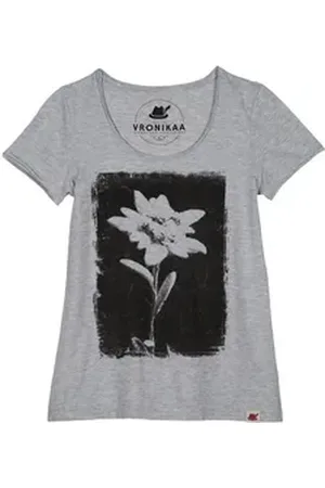 VRONIKAA Trachtenshirt Shirt Edelweiß Damen grau-melange Edelweiß S
