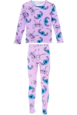 Disney Langarmshirt Stitch & Angel (2-tlg) Mädchen Outfit Langarmshirt & Leggings Größe 98-128 cm lila|rosa 104 cm