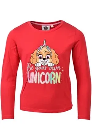 Paw Patrol Langarmshirt Skye - Be your own Unicorn Mädchen Shirt mit Glitzer aus Baumwolle Gr. 98- 128 cm rot 116 cm