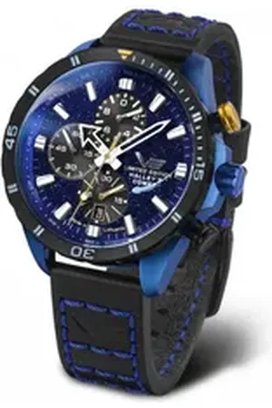 Vostok Chronograph Halley’s Comet – Limitierte Edition, Herrenuhr 320E694, mit Blauem Lederband, 47 mm, Edelstahlgehäuse