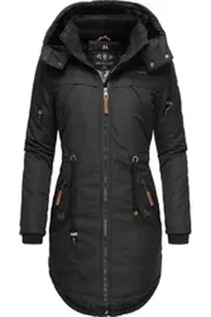 Marikoo Wintermantel Kamii sportlicher Damen Winterparka mit abnehmb. Kapuze schwarz XS (34)