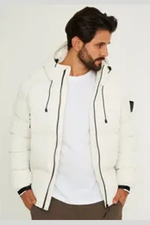Soul Star Winterjacke S2BADGAM Herren Pufferjacke mit Kapuze warme Steppjacke Mens Jacket weiß XL