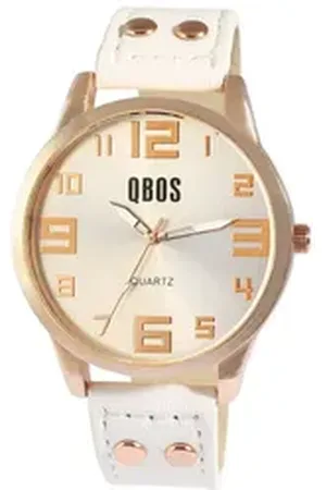 QBOS Quarzuhr QB0029 Unisexuhr mit Lederimitationsarmband, weiß
