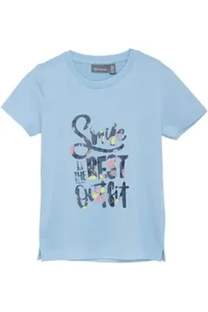 Color Kids T-Shirt COT-shirt W. Print -S/S, Girl Kids T-Shirt mit Quick Dry Funtkion blau 116