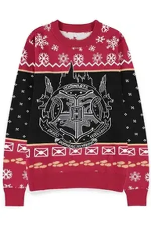 Harry Potter Weihnachtspullover Hogwarts Crest Christmas Sweater Strickpullover rot XL