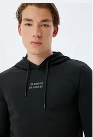 Koton Kapuzensweatshirt Kapuzenkragen Mit Aufdruck schwarz M