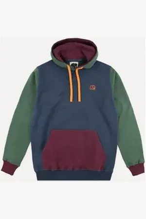 TRENDSPLANT Rundhalspullover Organic Color Block Hoodie Blue blau M