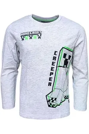 Minecraft Langarmshirt Creeper Jungen Shirt Gr. 116- 152 cm grau 116 cm