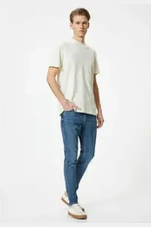 Koton Skinny-fit-Jeans Normale Leibhöhe Röhrenhose blau 31/32