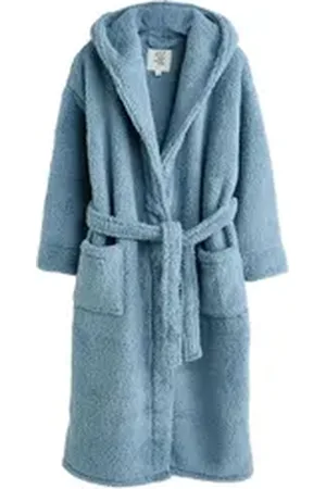 Next Damenbademantel Langer Teddy-Morgenmantel, Polyester (recycelt) blau XXL