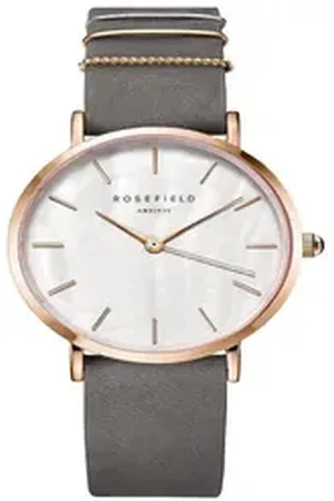 ROSEFIELD Quarzuhr Damenuhr West Village Grau Rosegold Nubuk Leder WEGR-W75 goldfarben