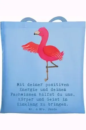 Mr. & Mrs. Panda Tragetasche Yoga Trainerin Harmonie - Sky Blue - Geschenk, Körper und Geist, Beut (1-tlg), Design-Highlight blau