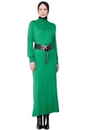 Armine Maxikleid ARMINE Maxikleid Damen, Lässiges Waschbar Damen Kleider Elegant, Gürte grün 40-42