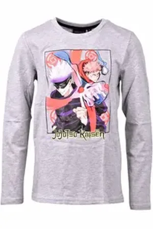 Jujutsu Kaisen Langarmshirt Gojo und Itadori Jungen Jerseyshirt Gr. 140-164 cm grau 146 cm