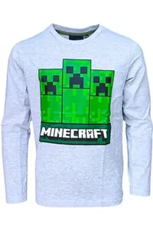 Minecraft Langarmshirt Creeper Jungen Jersey-Shirt Gr. 116- 152 cm grau 116 cm