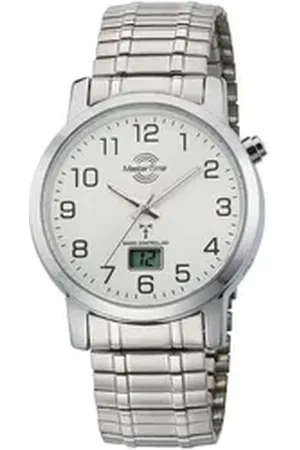 Master Time Funkuhr MTGA-10306-12M, Armbanduhr, Quarzuhr, Herrenuhr, Datum, Flexband, Zugband silberfarben