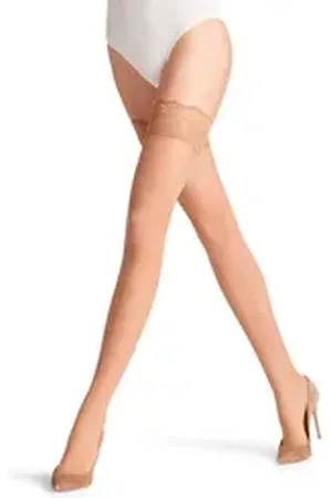 Falke Halterlose Feinstrümpfe Matt Deluxe (1-Paar) mit dekorativer Zierspitze braun II (9,5-10)