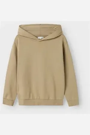 NAME IT Hoodie Kapuzenpullover angerauter Sweatstoff Regular Fit NKMVIAN LS NREG SWEAT WH BRU beige 122-128
