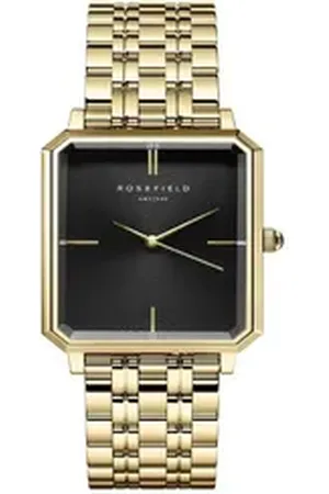 ROSEFIELD Quarzuhr Damenuhr Octagon Schwarz-Gold eckig OBSSG-O47 goldfarben
