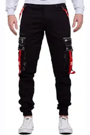 Cipo & Baxx Jogginghose Herren Hose BA-CR132 Schwarz L mit Strasssteinen modernen Design schwarz L