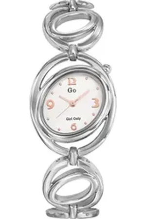 GO Girl Only Quarzuhr Damen Armbanduhr Edelstahlband, (Analoguhr), Damenuhr oval, klein (ca. 30mm), Edelstahlarmband silber, Elegant silberfarben