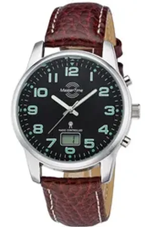 Master Time Funkuhr Basic Lederband Braun schwarz