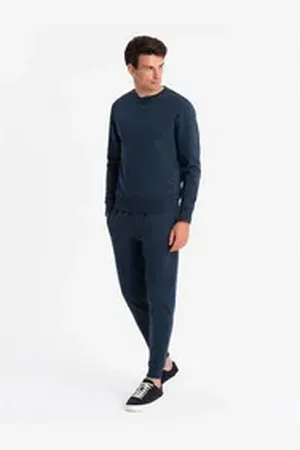 Ombre Clothing Sweatanzug BASIC Herren-Sweatshirt-Set BASIC Sweatshirt + Jogginghose blau L