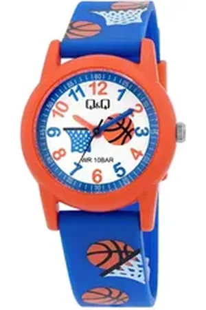 Q&Q Quarzuhr V22A Kinderuhr mit Silikonarmband, Tiger, 10 ATM blau