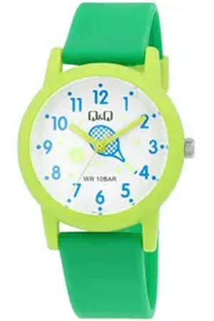 Q&Q Quarzuhr V23A Kinderuhr mit Silikonarmband, "Tennis", 10 ATM grün