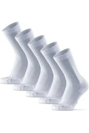 DANISH ENDURANCE Basicsocken Long Distance Crew (5-Paar) Wadenlange Sportsocken für Läufer, Anti-Blasen & Rutschfest weiß 39/42