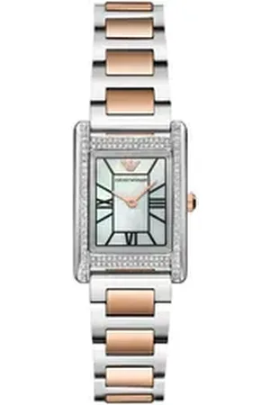 Emporio Armani Quarzuhr AR11626, Armbanduhr, Damenuhr, Edelstahlarmband, analog, Glassteine goldfarben