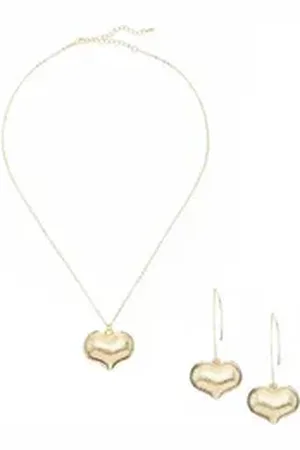 Lascana Ohrring und Ketten Set (Set, 3-tlg), 2-teiliges Set aus Halskette und Ohrringe mit Herzanhänger goldfarben