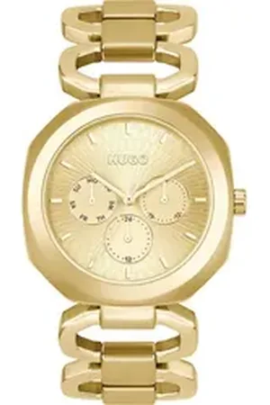 HUGO BOSS Multifunktionsuhr #INTENSE 1540150, Quarzuhr, Armbanduhr, Damenuhr, Datum, Edelstahlarmband goldfarben