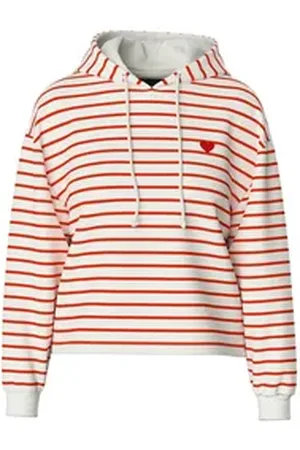 Pieces® Kapuzensweatshirt PCCHILLI LS HOODIE STRIPES EMB NOOS BC weiß XS (34)