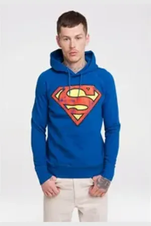 LOGOSHIRT Kapuzensweatshirt DC – Superman Logo mit Superhelden-Print blau L